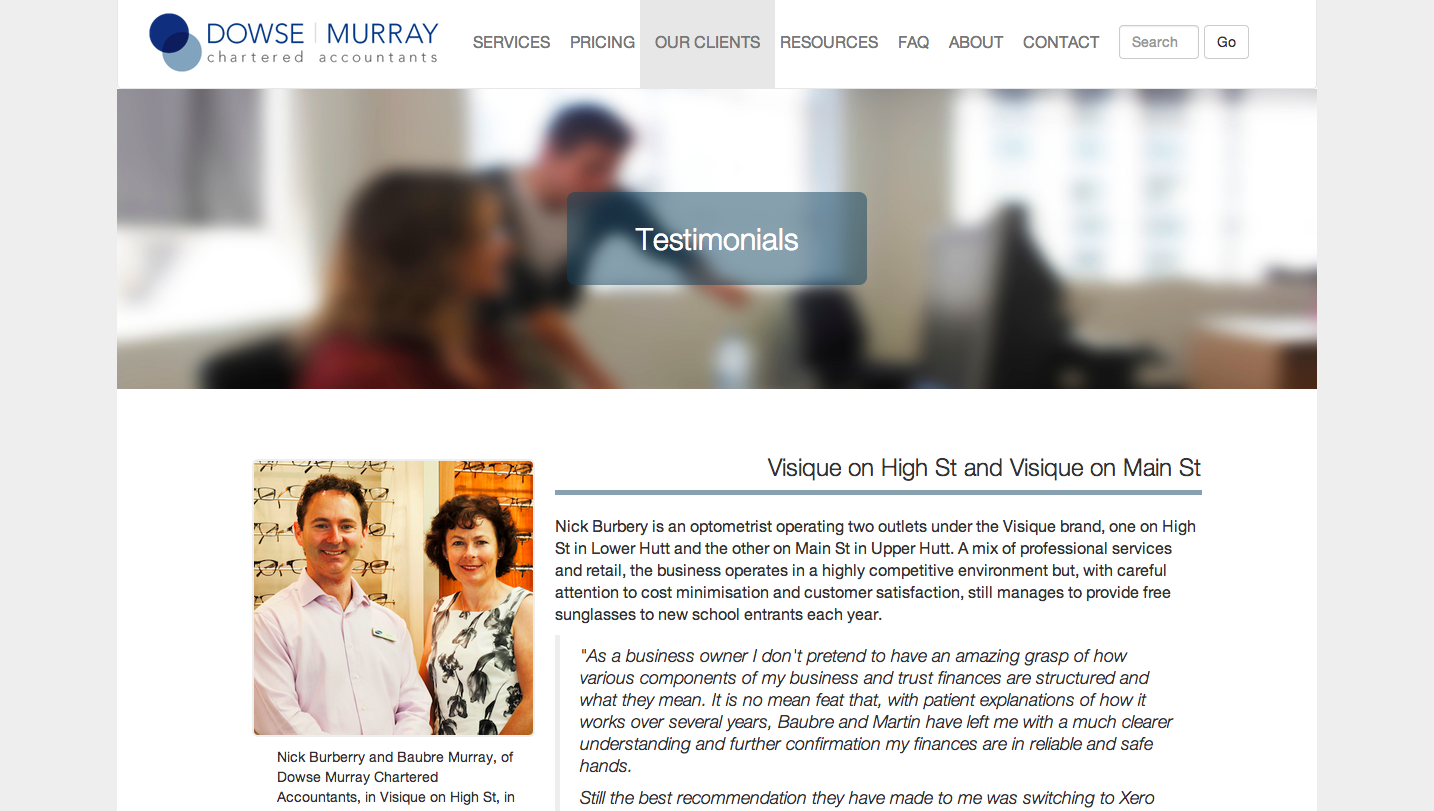 Dowse Murray Chartered Accountants Website Redesign